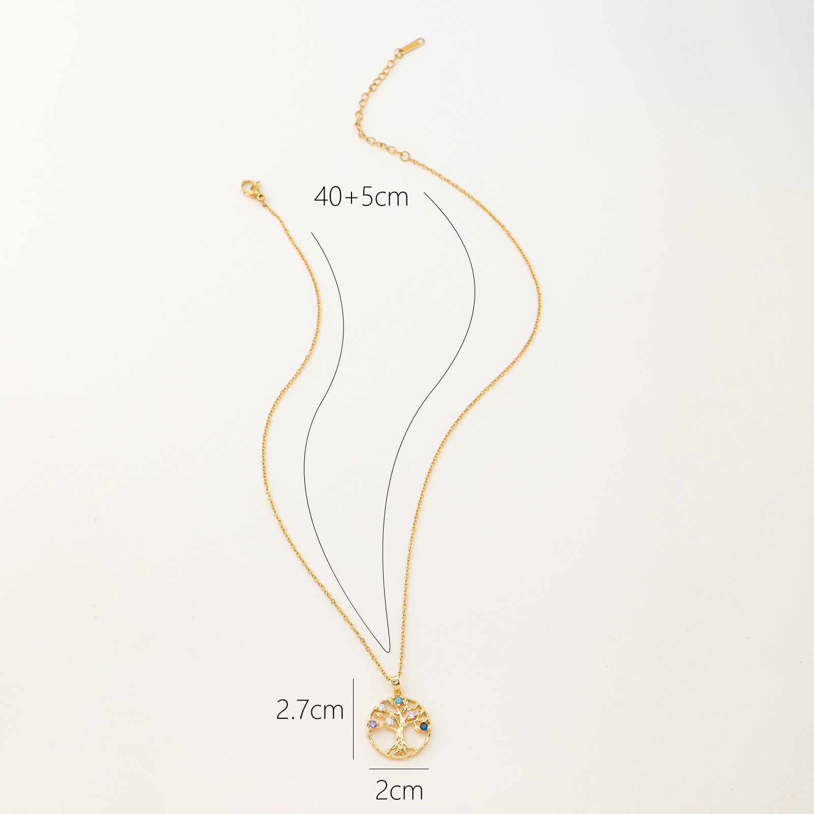 Fashion Tree Copper Plating Zircon Pendant Necklace