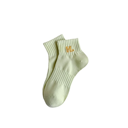 Solid color basic letter embroidered H short-tube women's solid color sports socks wholesale spring and summer boat socks for women women's socks