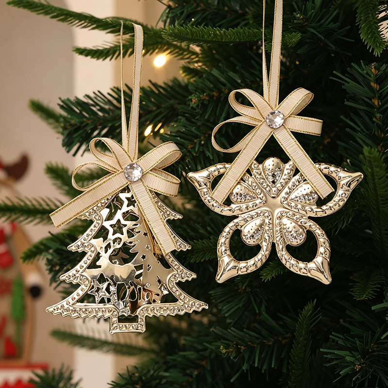New Christmas tree pendant creative tinplate pendant five-pointed star snowflake pendant Christmas decoration pendant