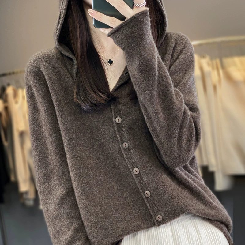 In Woolen sweater, knitted hoody, loose fit