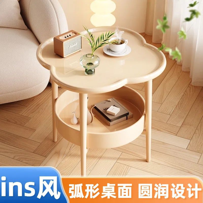 Mesa de té moderna y simple mesa de sala de estar móvil estante sofá de viento crema gabinete creativo