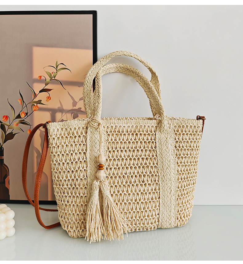 Mujeres Papel Color Sólido Vacaciones Tejido Hilo De Coser Cuadrado Cremallera Bolsa De Paja display picture 7
