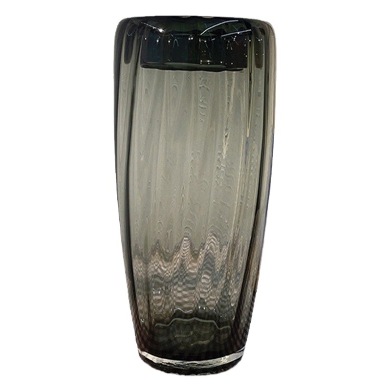 Moderno simple a rayas verticales florero de vidrio de alto aspecto sala de estar mesa de comedor arreglo floral decoración artesanía