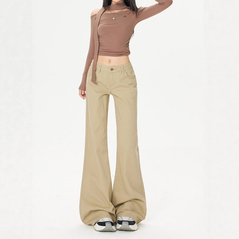 Autumn and Winter New Style Velvet American Retro Jeans, Waist-Cinching, Loose and Slimming Look Flared Pants, Trendyy and Versatile Denim Pants