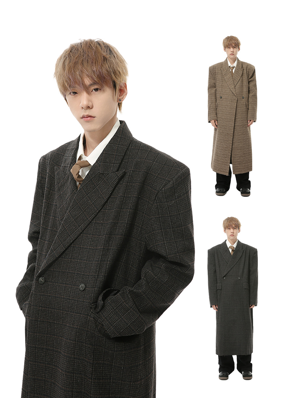 MTLCLOTHES Hombres| Nuevos productos de otoño de moda estricto suelto de lana almohadilla de hombro abrigo largo de alta calidad