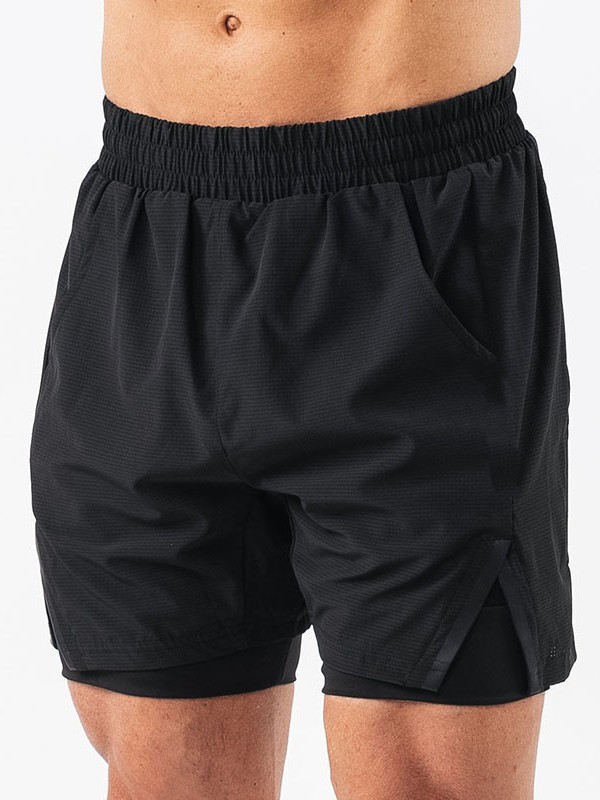 Crazy Muscle Two-in - One Pantalones cortos deportivos para hombres entrenamiento de correr acondicionamiento físico rápido secado pantalones deportivos de cuadrados pequeños para hombres verano
