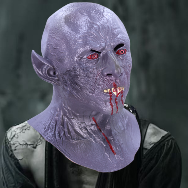 2025 nueva máscara de látex de Halloween, colmillos de miedo, fiesta de baile de vampiros, cosplay, camino de disfraces