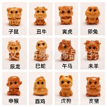 芭比檀香木雕刻卡通十二生肖檀木萌趣可爱散珠diy吊坠配饰