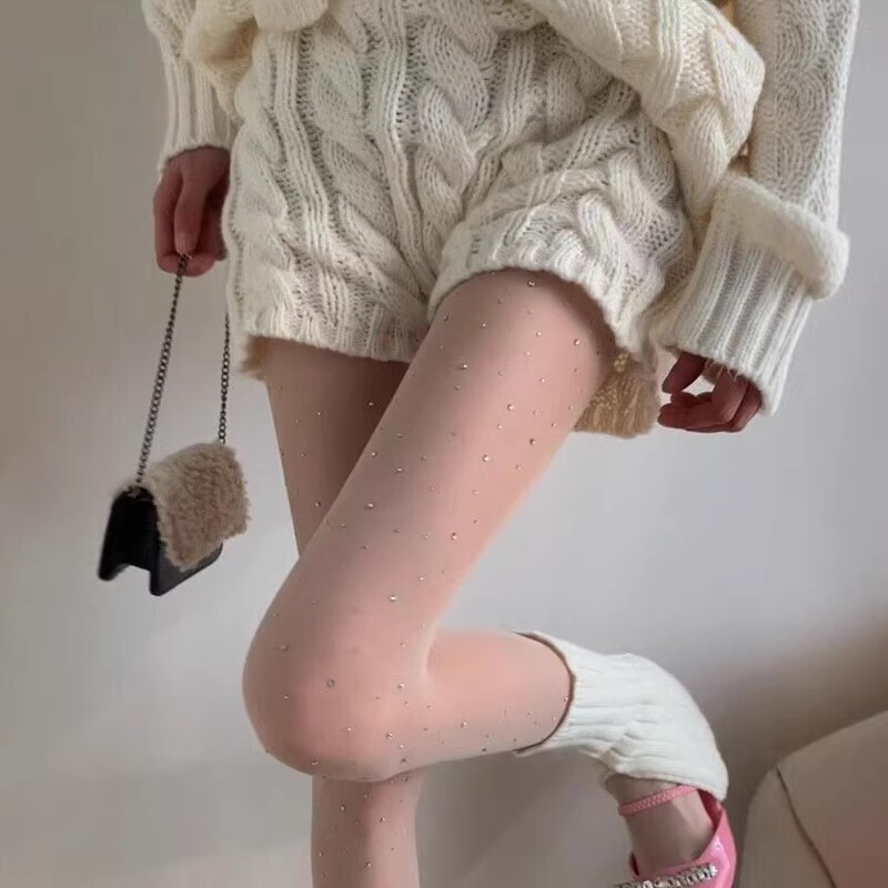 Shiny Silk Stockings Socks Set with Diamonds Silk Stockings Really Shiny Silk Stockings Women's Pants Leggings Shiny