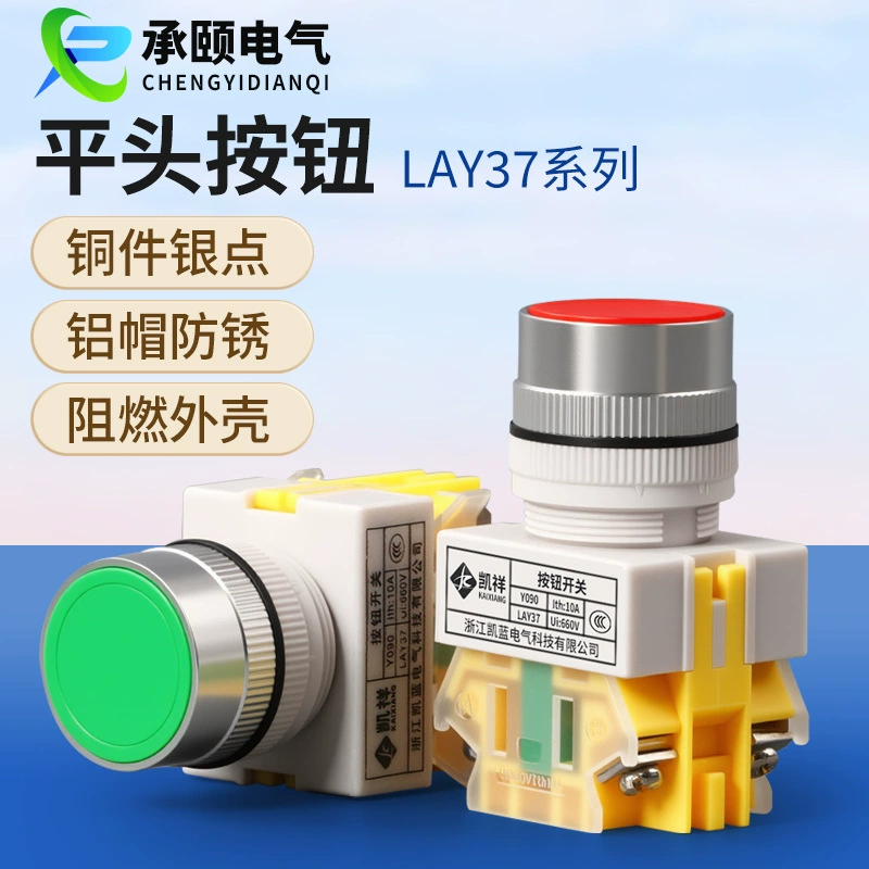 Переключатель самовосстановления серии LAY37 самоблокирующийся серебристый контактный кнопочный переключатель, устойчивая к высоким температурам алюминиевая крышка, кнопка питания