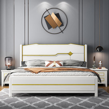 轻奢风格全实木床 现代简约白色高档1.5米1.8单双人主卧储物家具