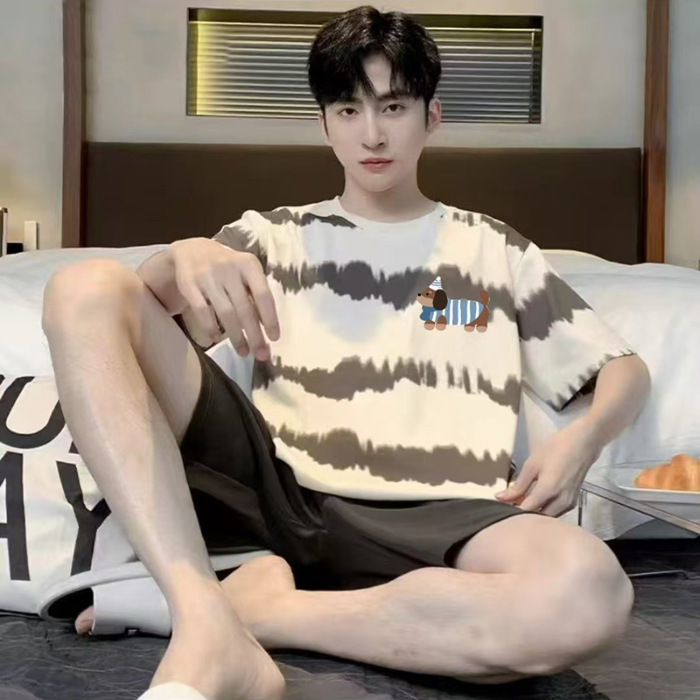 2025 comercio exterior de verano pantalones cortos de manga corta pijamas de hombre dibujos animados se pueden usar con un conjunto delgado de ropa de hogar supermercado