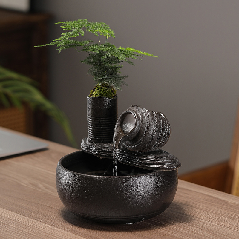 流水創意噴水輪球生財置物循環水小型オフィスデスクトップ茶卓プレゼント|undefined