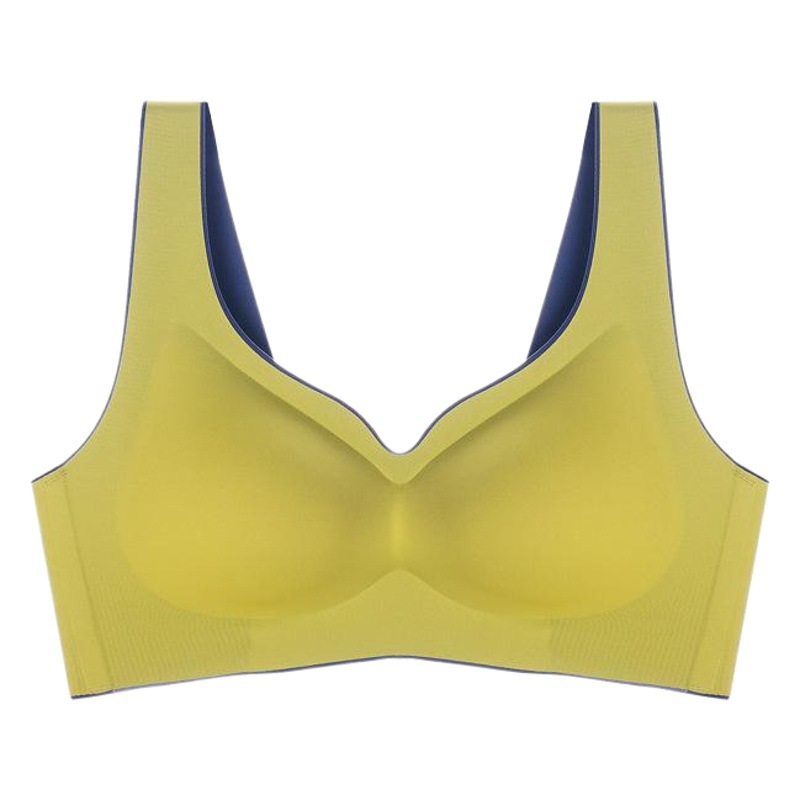 Ropa interior de algodón tailandés para mujer, sujetador push-up inalámbrico sin costuras de una pieza con bloques de color y hebilla, estilo camiseta sin mangas, sujetador para dormir para amigas.