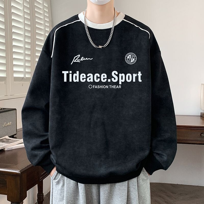 Plus Size Sweatshirt Men's Spring and Autum American Casual Loose Tops Student Tie-Dye Hooded Long-Sleeved T-Shirt