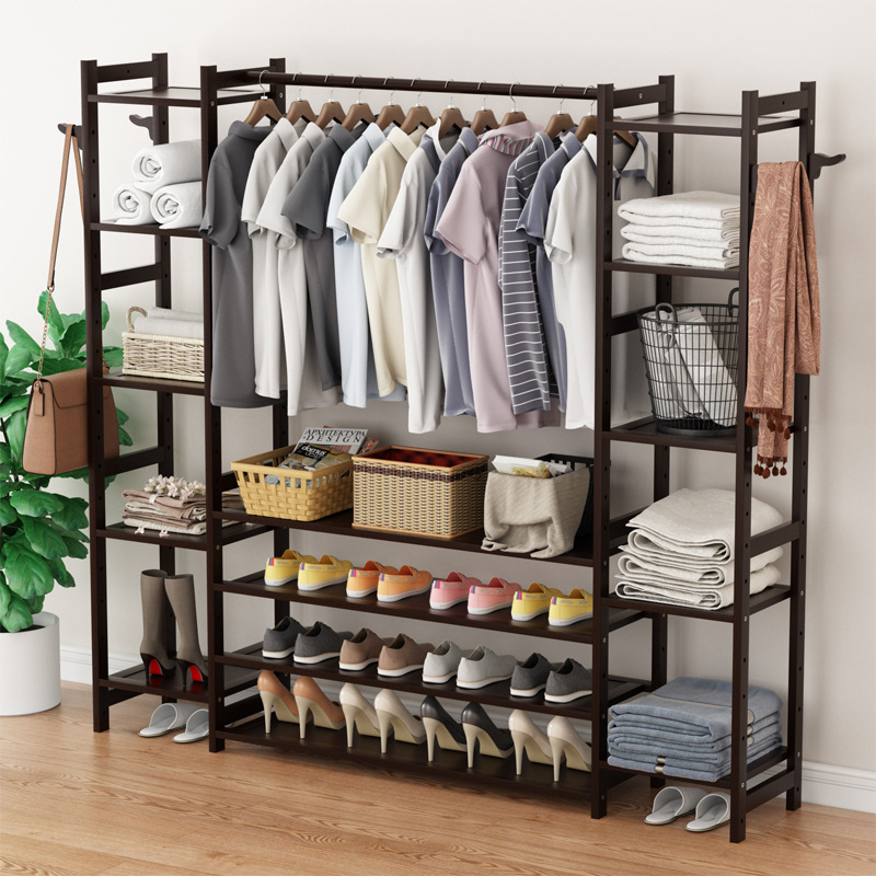 [Clearance Welfare] Coat Rack Shoe Rack Integrated Storage Rack Floor Indoor Hanger Household Bedroom Clothes Collection