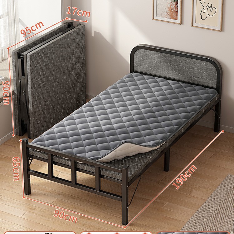 Cama plegable Cama supletoria multifuncional para el hogar individual Cama pequeña para el almuerzo de 1,2 m Cama de hierro dura para adultos