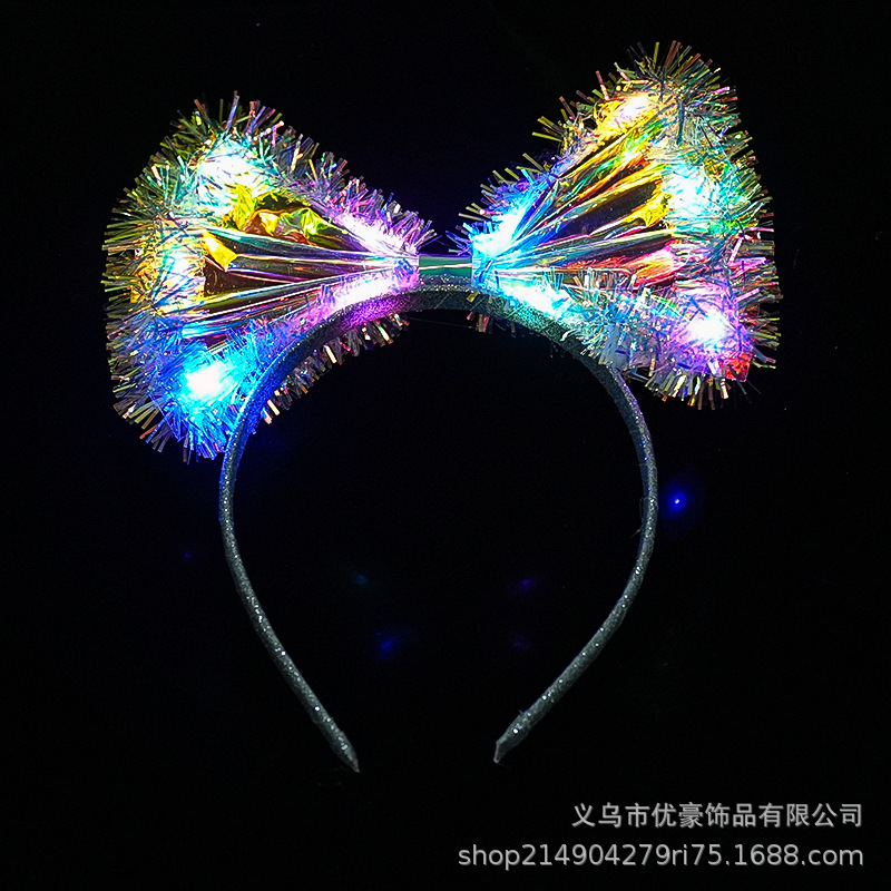 万圣节发光彩膜大小卷头箍圣诞节儿童蝴蝶结发箍狂欢派对氛围头饰|undefined