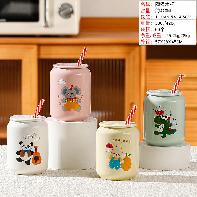 Taza de cerámica con oso fresa regalo lindo para estudiantes