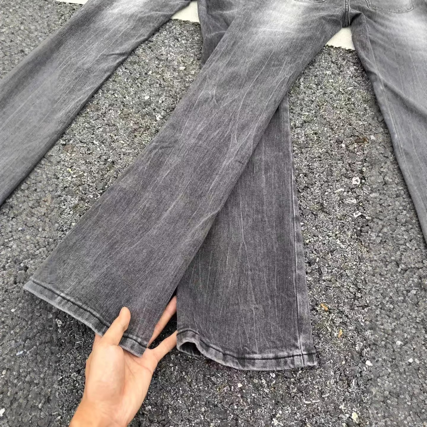 Men's Clothing Cleanfit Style 3D Whiskered Washed Curved Flare Jeans DC Black Denim 3.0 Version Stretch Slim Fit Men's Clothing_mkmklike.com