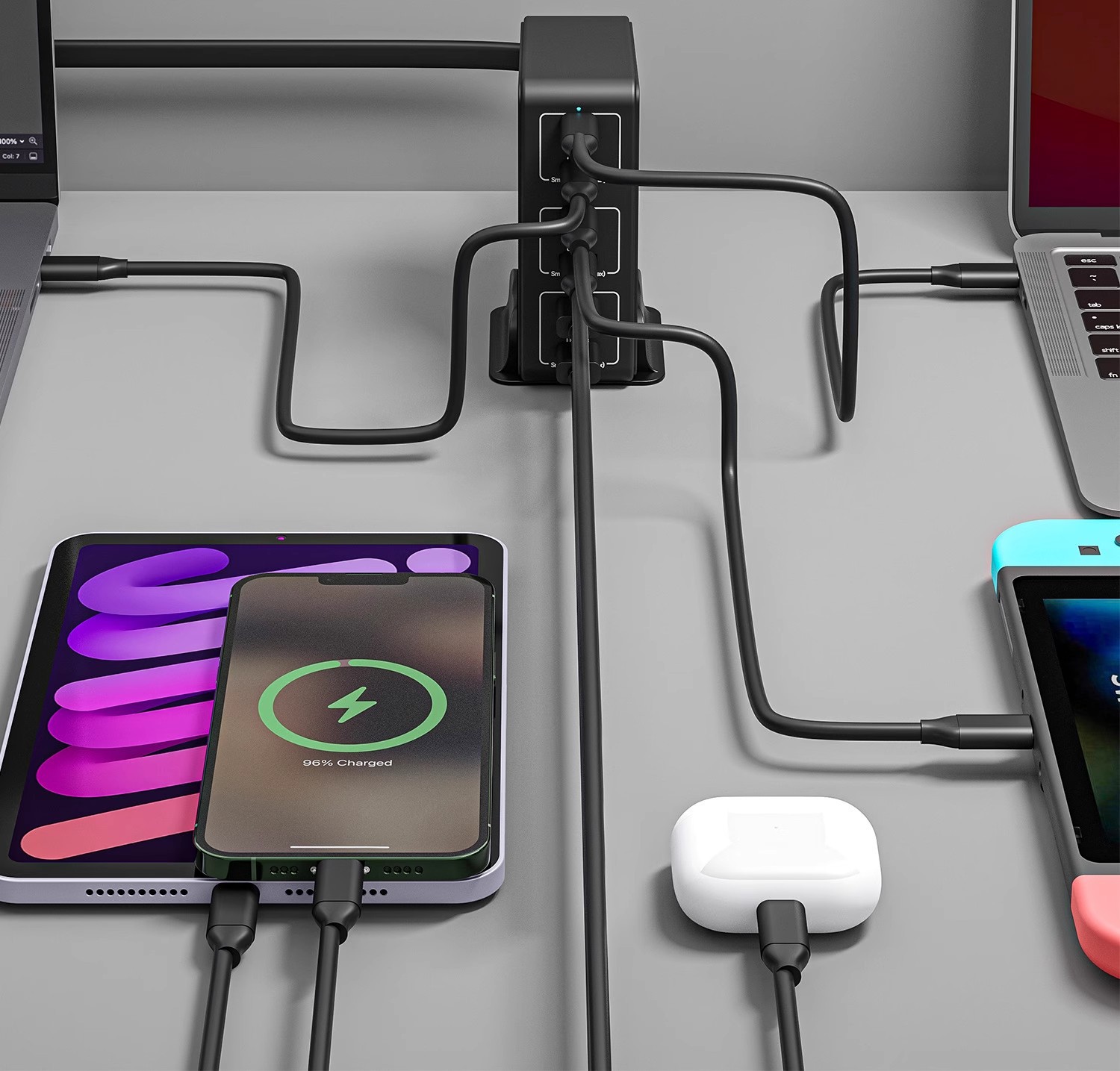 Mehrteiliges USB-Ladegerät multifunktionales Galliumnitrid Desktop-Ladestation Hochleistungs-140W intelligentes Lade-Stapel USB-Mehrfach