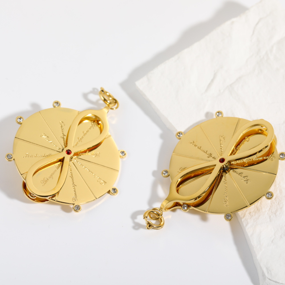 New Fashion Tarot Card Words round Turntable Proverbs Pendant Stainless Steel Necklace