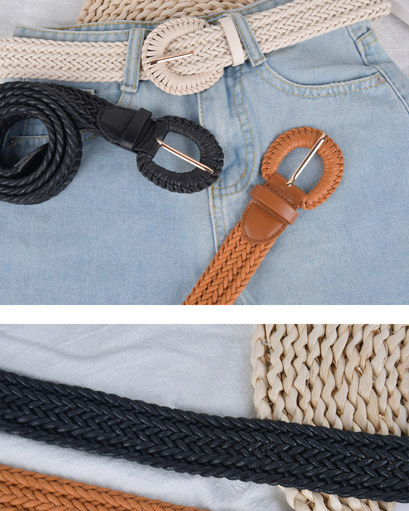 Simple and versatile waistline braided belt decorative jeans free punching belt_voghion.com
