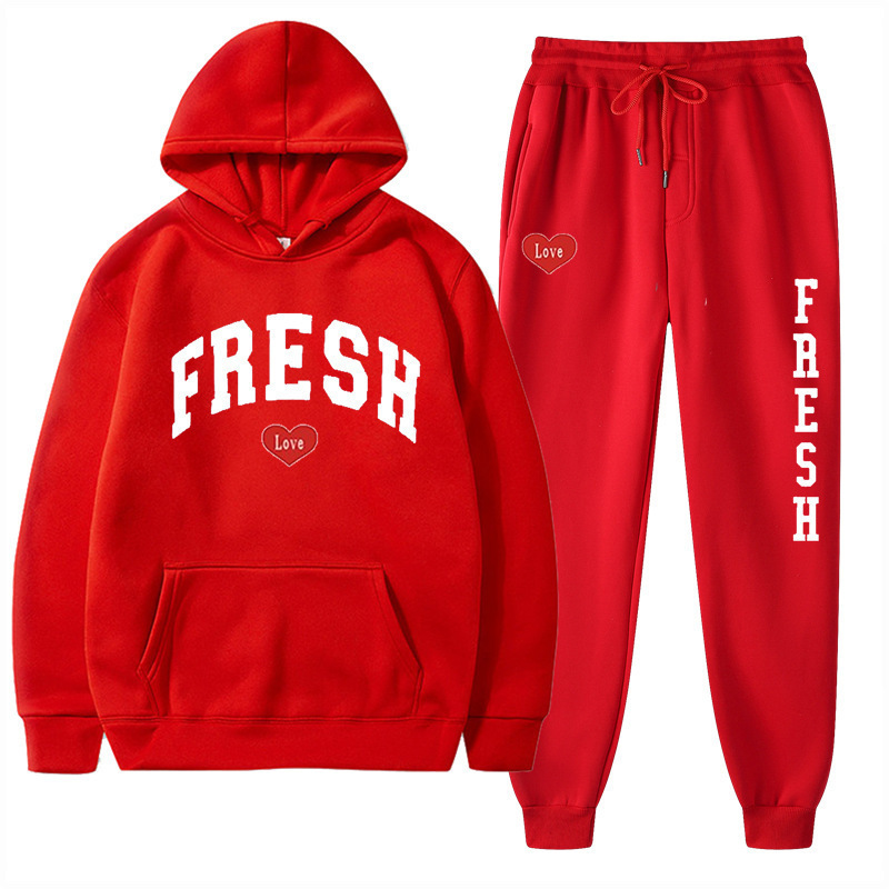 style nouveau sweat à capuche chaud en polaire imprimé à la mode automne et hiver, ensemble de sport décontracté pour femmes_voghion.com