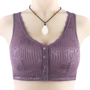 Factory Direct Supply Front Buckle New Style No Steel Ring Thin Middle-aged and Elderly Women's Bra Push-up Comfortable Underwear for Women