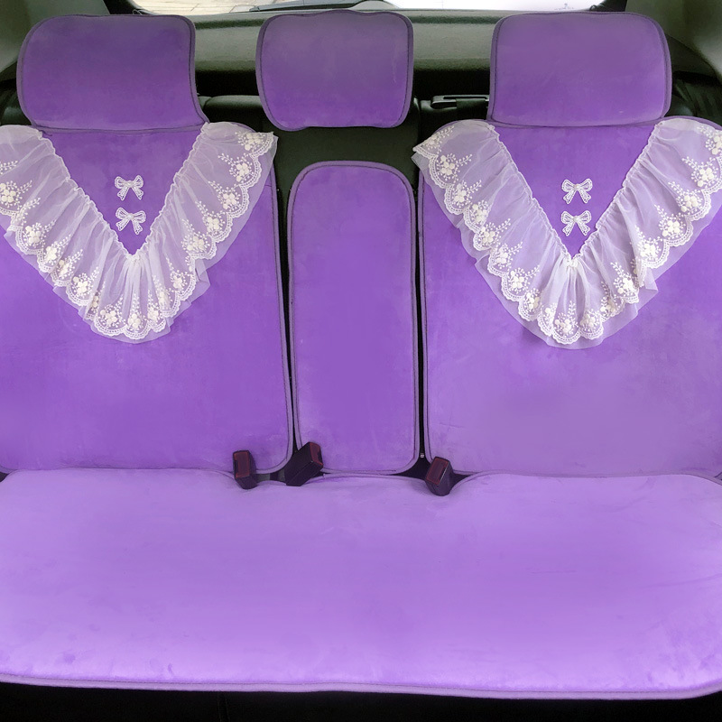 Korean Women's Lace New Car Seat Cushion Winter Plush Seat Cushion Short Plush Winter Fur Cushion Seat Cover