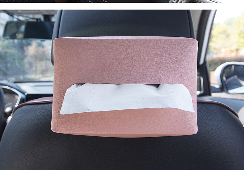 [Customized] Leather Car Tissue Box, Car Seat Back Tissue Box, Practical Car Accessories, Tissue Box