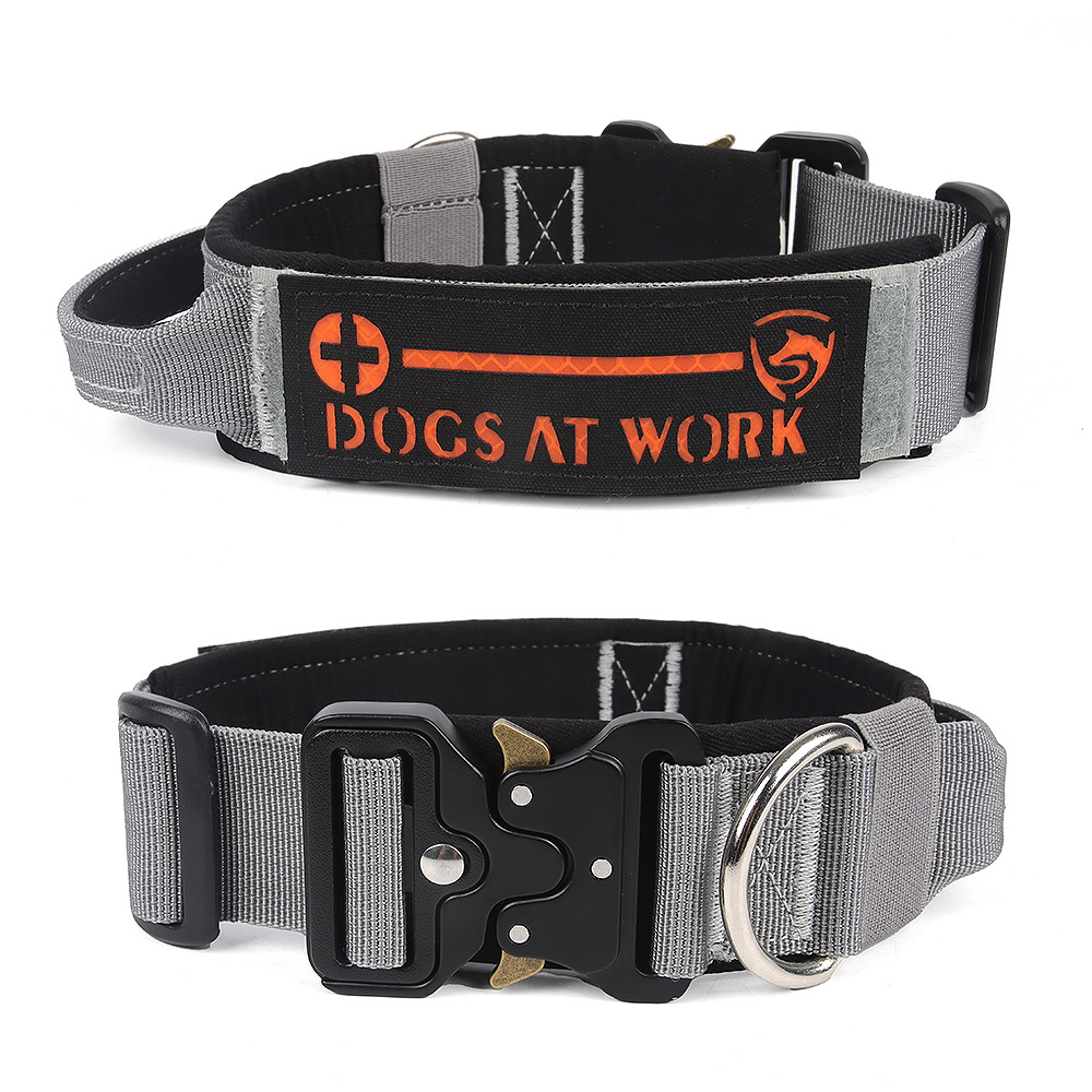 Collar táctico para perros, collar táctico para mascotas, collar de nylon, tracción al aire libre ajustable, collar para perros de tamaño grande y medio