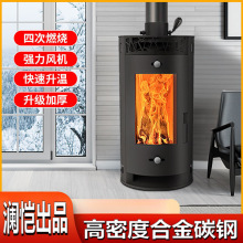 壁炉真火家用取暖100平方立式取暖壁炉吹风散热室内燃柴火取暖炉