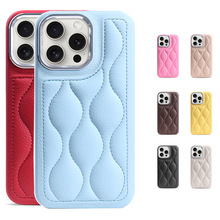 适用iPhone16苹果15手机壳14 Promax羽绒服12纯色PU皮革保护壳