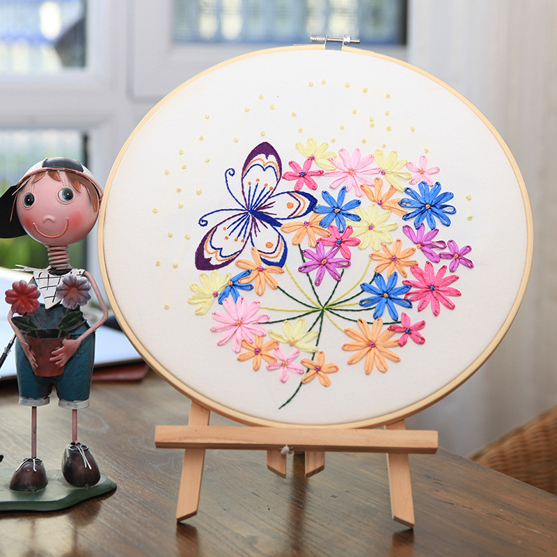 Hecho a mano de los niños DIY pintura bordado material paquete decoración Lu bordado su bordado europeo hojas Cruz puntada Kit