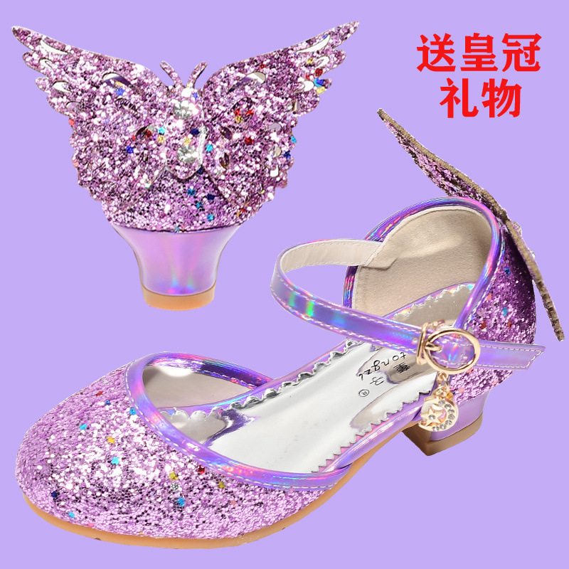 Zapatos de cuero de tacones para niñas vestidos de cristal desfile de piano rendimiento de princesa zapatos infantiles primavera y otoño