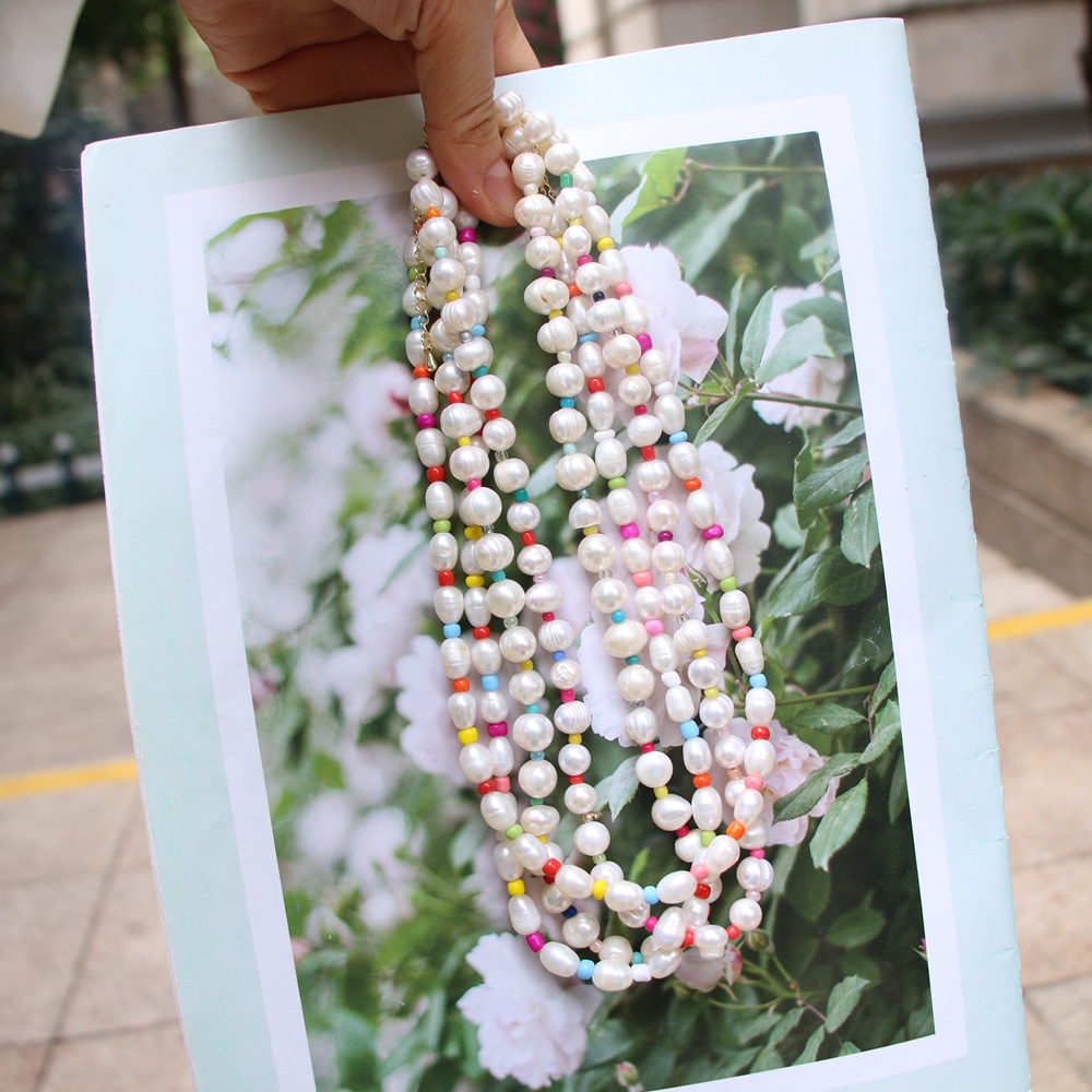 rice bead female fashion bohemian pearl clavicle chain necklace