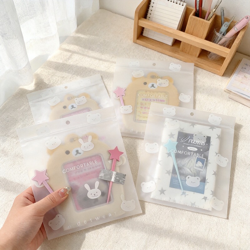 Little Bear and Little Rabbit Frosted Bags Self-Sealing Bags Cartoon Packaging Bags High-Value Card Packaging Bags Eva Frosted