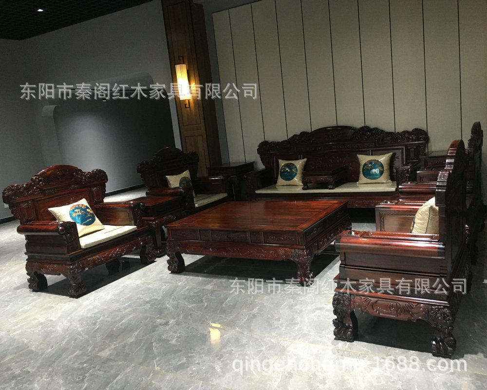 东阳红木家具印尼黑酸枝沙发阔叶黄檀古典客厅组合大款红木沙发