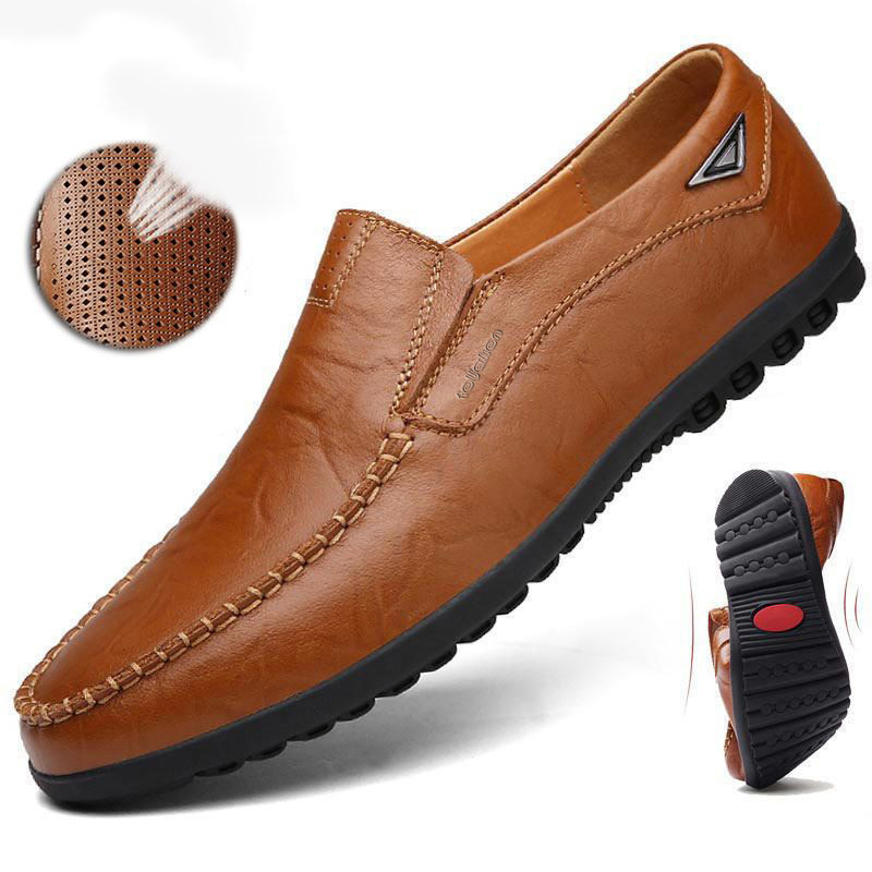 Factory direct men's casual leather shoes men's soft leather soft bottom business leather shoes cowhide pedal comfortable dad shoes