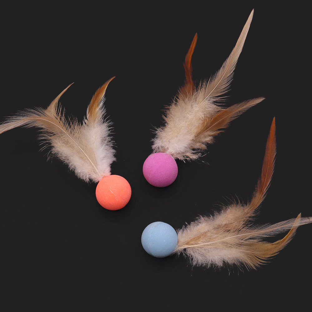 Nuevos juguetes para gatos para aliviar el aburrimiento de la bola de gato, plumas, pelotas de rebote, juguetes para gatos divertidos, pelotas de salto, suministros para gatos