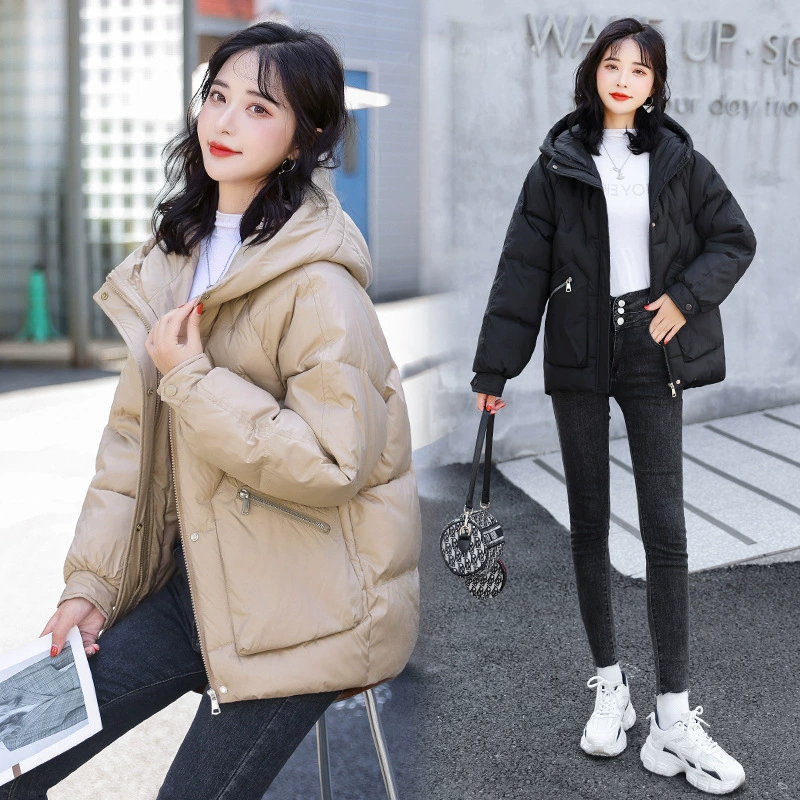 Хлопковая одежда с большим карманом и капюшоном, Женская Внешняя торговля, новая короткая зимняя свободная теплая куртка с хлопковой подкладкой больших размеров