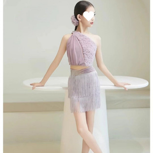 Summer New Latin Dance Clothing Practice Clothing Performance Comfortable Suit Whitening High-End Skin-Friendly Children's Stage Performance Clothing