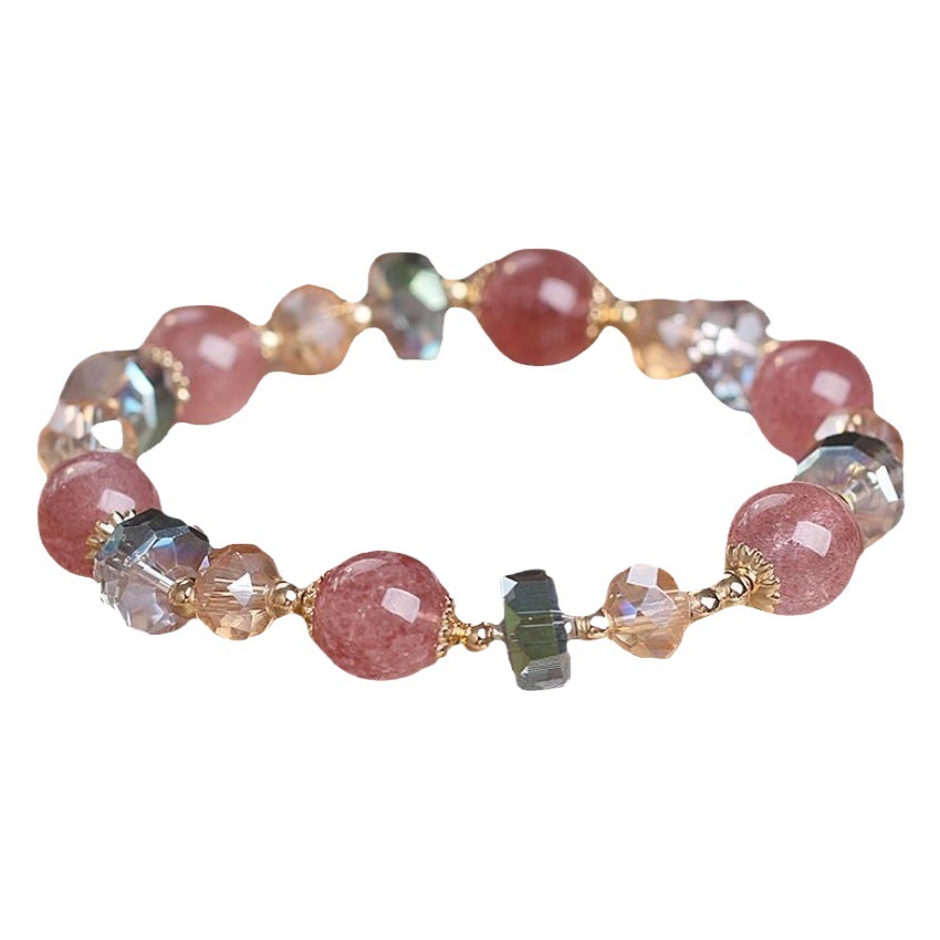 Pulsera de cristal Flor de melocotón fresa cristal cuentas pulsera mujer nombramiento cristal pulsera regalo para compañeros de clase novias AliExpress