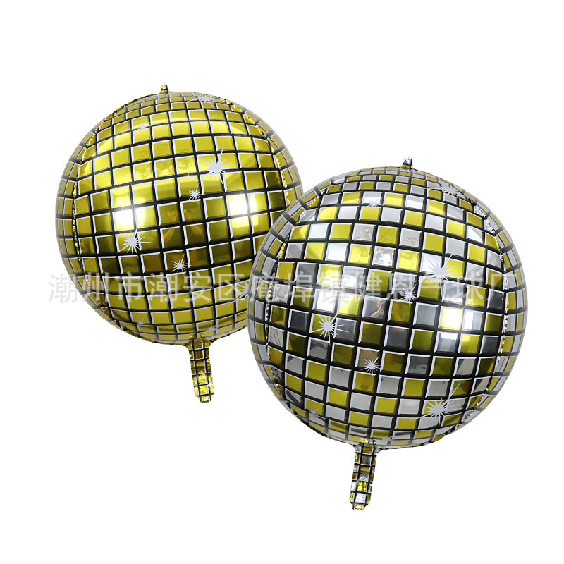 Transfronterizo 22 pulgadas láser oro y plata disco aluminio película 4D bola boda cumpleaños fiesta bar decoración globo