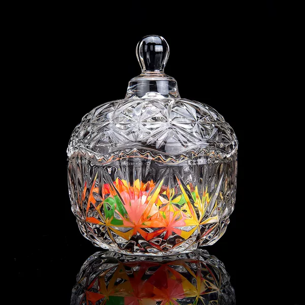 Free Shipping from Yiwu: Transparent Candy Cup with Lid, Diamond Candy Jar, Wave-Shaped Storage Jar, Small Diamond Candy Cup
