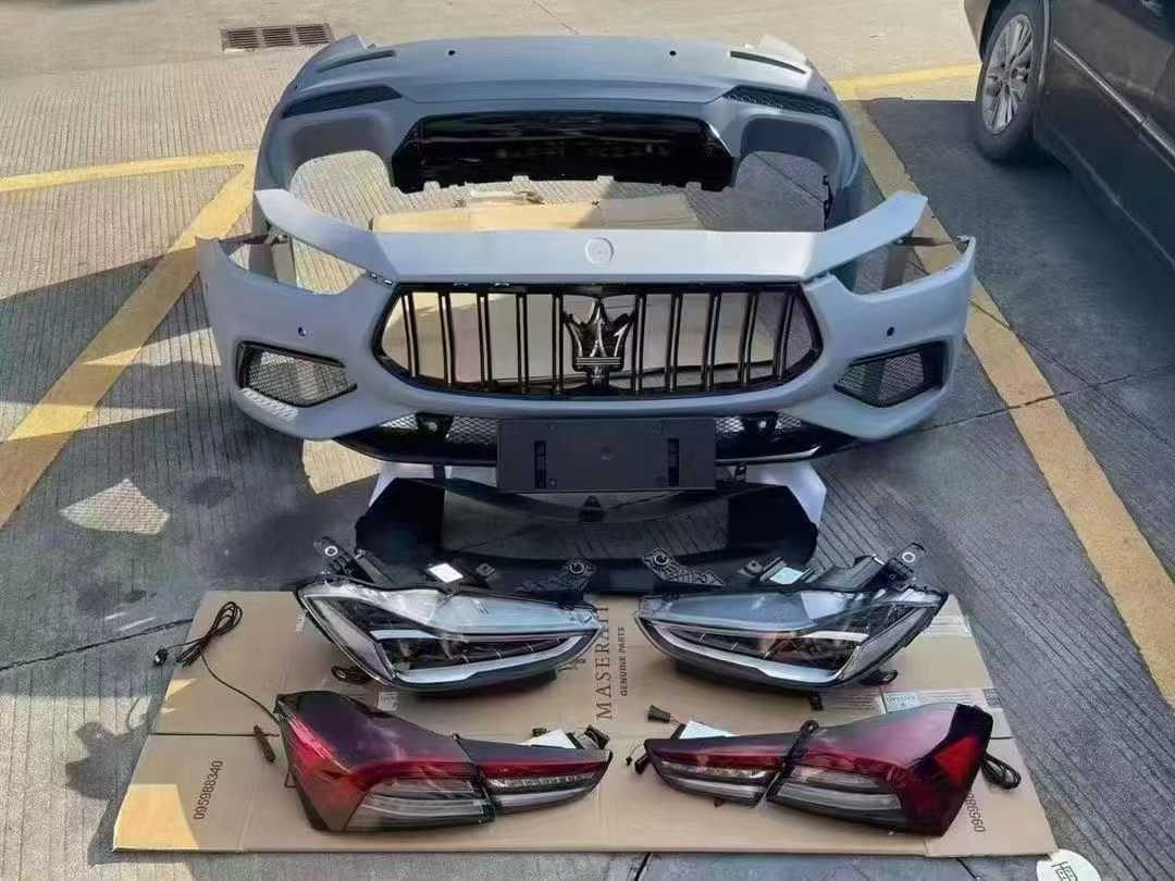 Maserati Ghibli Modified with Trofeo New Front Face Kit, Led Headlights, Tail Light Assembly, and Body Surround