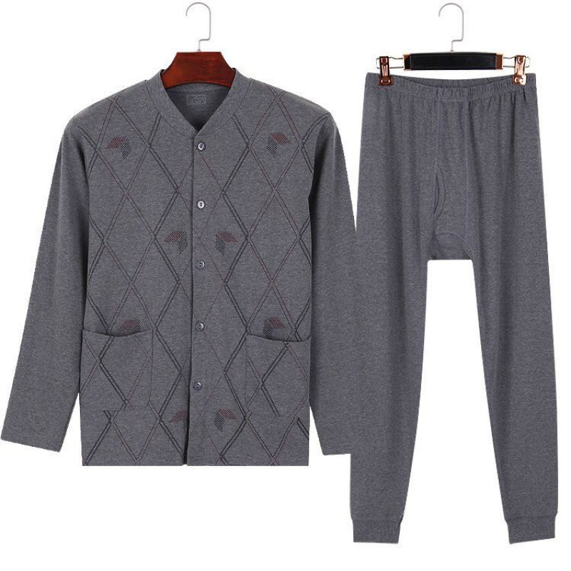 중노년용 면 가디건, 가을옷, 가을바지 정장, 가디건 상의, 큰 사이즈, 노인과 아빠를 위한 얇은 보온 속옷