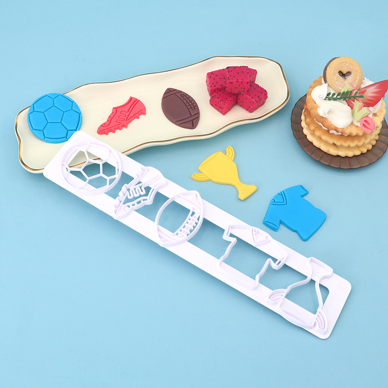 Molde de corte con diseño de fútbol para la Copa Mundial, herramienta de simulación para hornear bollos al vapor con patrones de comida