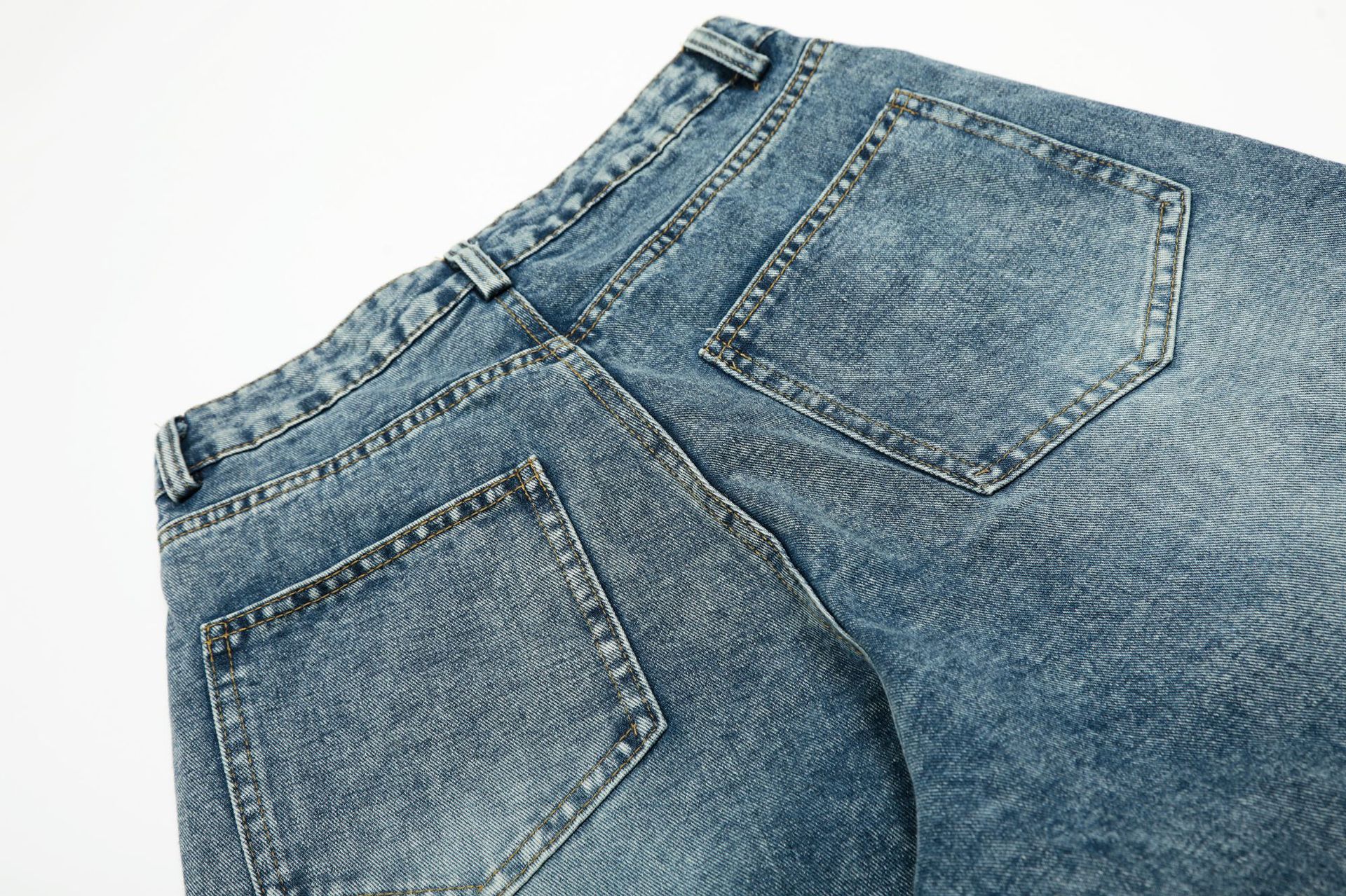 Korean-Style Distressed Washed Wide-Leg Jeans – Embroidered Star Details | Unisex Loose Fit Streetwear Denim Pants (S-XL, Blue/Black)​_mkmklike.com
